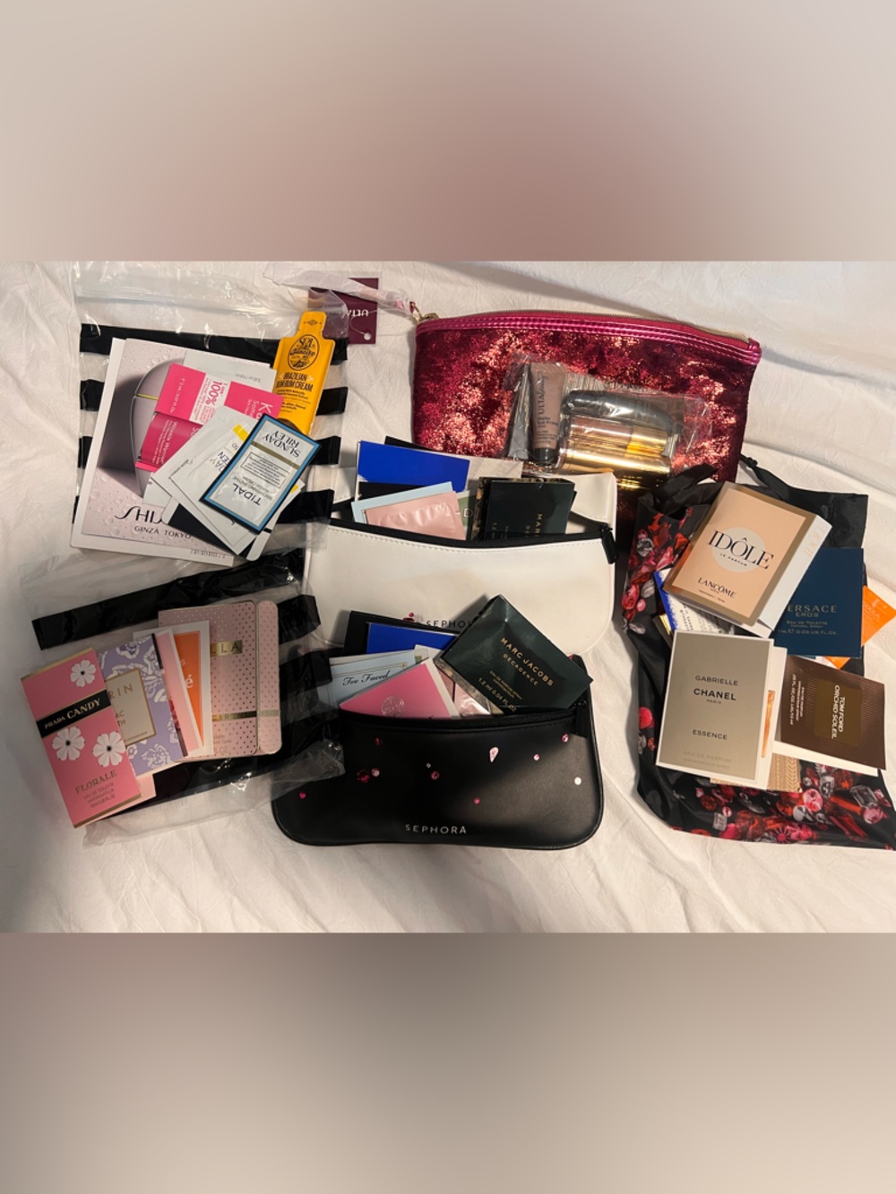 Lot of 6 sample bags! NEW Limited Edition SEPHORA Cosmetic Bags + Samples